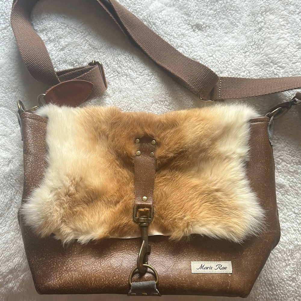 Cross Body Purse Hand Made Real Fur